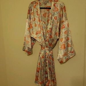 Matching satin robe and cami nightgown